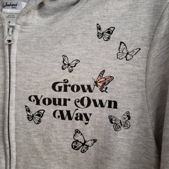BNWT WEEKEND SOUL lightweight comfy soft zip butterflies grow your own way (M) - Picture 1 of 6